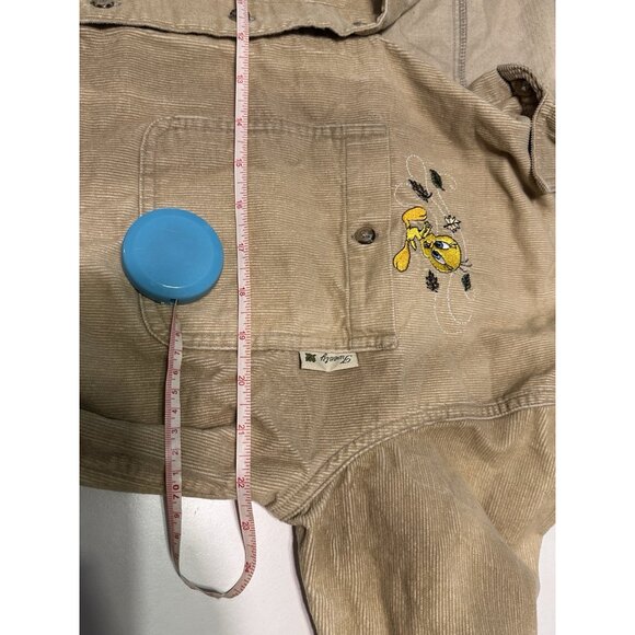 Vtg 90s Looney Tunes Corduroy Small Button Down Long Sleeve Shirt Embroidered - Picture 6 of 7